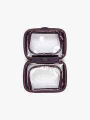 Small Clear Cosmetics Case in Croc-Embossed