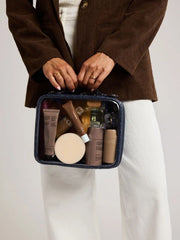 Medium Clear Cosmetics Case in Croc-Embossed