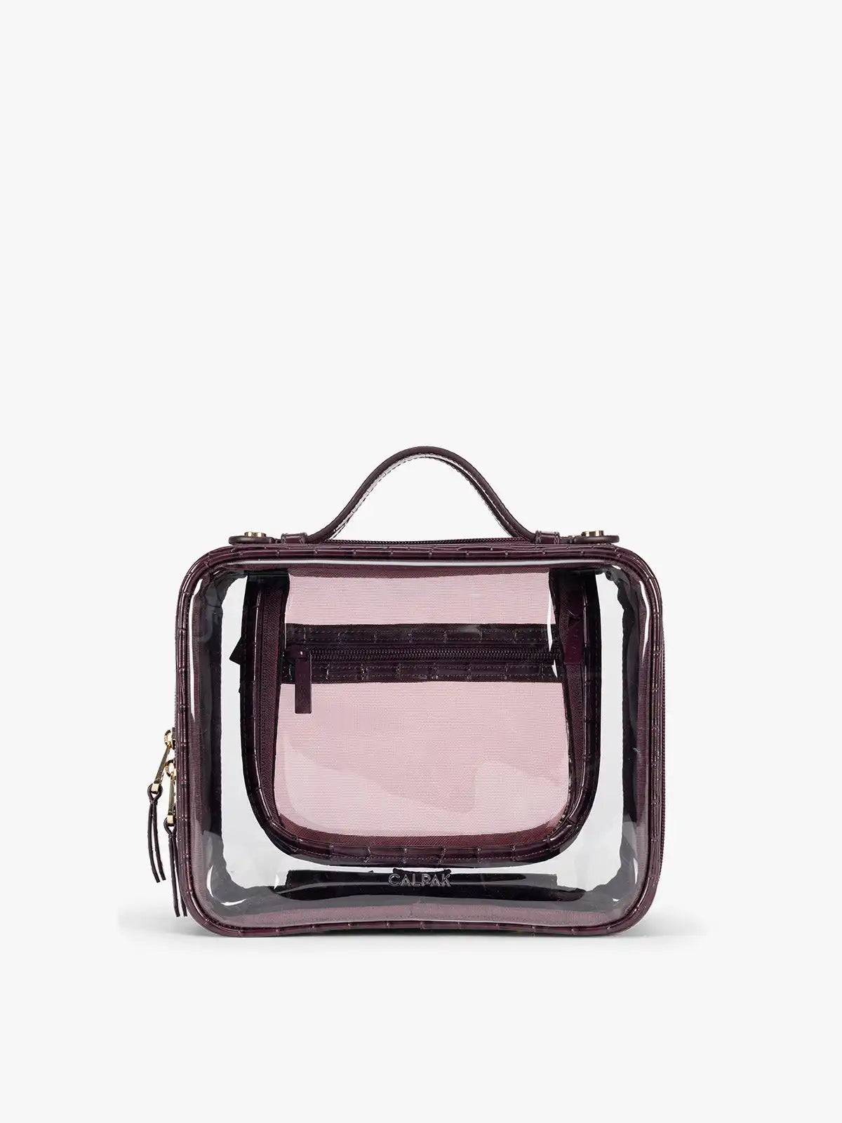 Medium Clear Cosmetics Case in Croc-Embossed