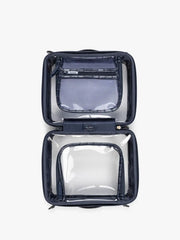 Medium Clear Cosmetics Case in Croc-Embossed